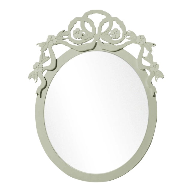 Fleur Home Garden District Thalia Oval Mirror in Mizzle, 28x39 For Sale