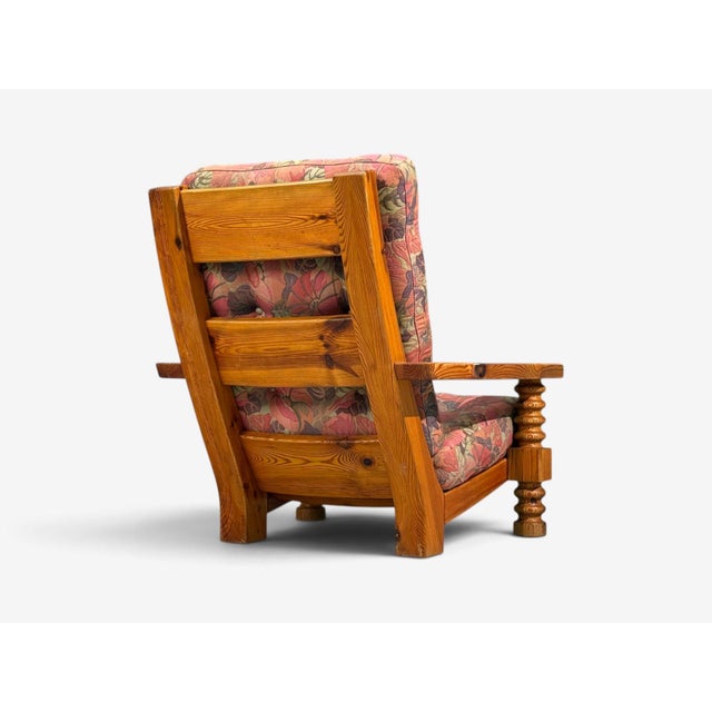 Collden, Brutalist Lounge Chairs, Pine, Fabric, Sweden, 1970s For Sale - Image 11 of 11