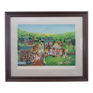 1970s Robert LoGrippo Signed Lithograph "Marching Down Main Street" (1979), Framed