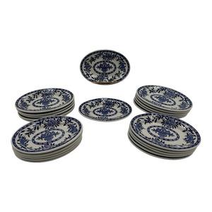 Mid 20th Century Set of 22 Sterling China Vitrified Blue & White Appetizer Plates