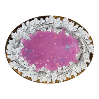 Vintage Fornasetti Style Pink Splash Luster Platter For Sale