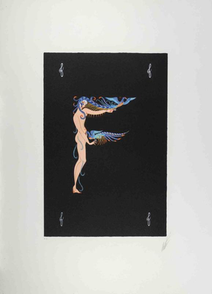 Erté, Nude Letter F, 1976, Lithograph