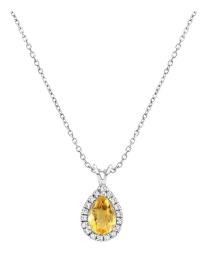 Pear Shaped Citrine & Diamond Halo Necklace