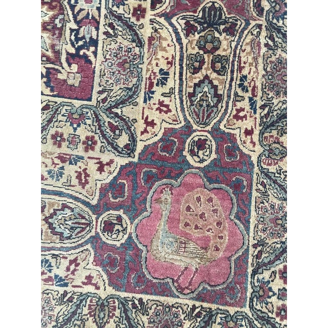 1900s COLLECTOR'S ROYAL PEACOCK KERMAN Duel Cypress Tree of Life Rug 9 x 11.8 For Sale - Image 13 of 17