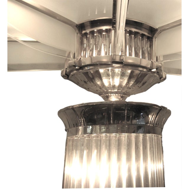 Mid 20th Century Petitot Monumental 53" Ht Pair of French Modernist Sconces Glass Rod & Nickel Bronze For Sale - Image 10 of 16
