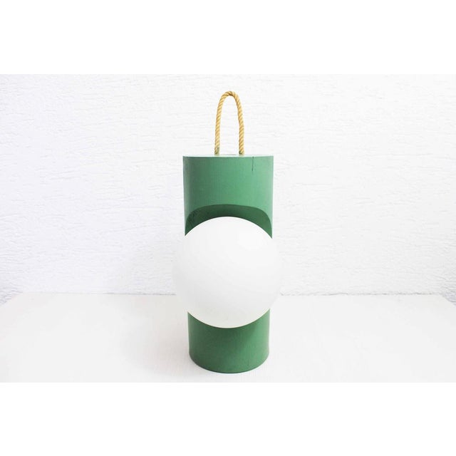 Temde Leuchten table or hanging lamp in wood and opaline glass, type 16 model Table or hanging lamp carved directly from a...