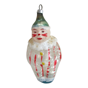 Antique German Christmas Feather Tree Hand Blown Glass Clown Ornament