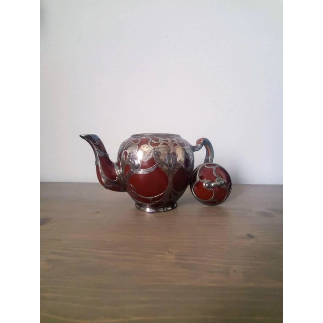 Early 20th Century Antique Art Nouveau Lenox Silver Overlay Treacle Teapot For Sale - Image 5 of 11
