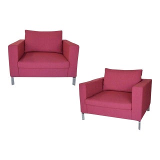 Pair of Pink Upholstered Allermuir Stirling Armchairs, England, Circa 2000s For Sale