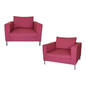 Pair of Pink Upholstered Allermuir Stirling Armchairs, England, Circa 2000s