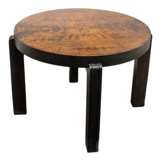 Round Art Deco Coffee or Side Table in Dark Flame Birch For Sale