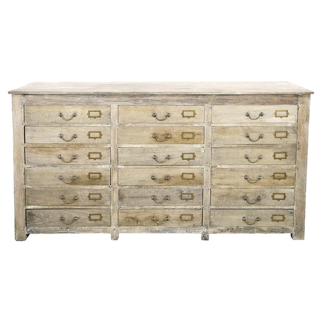 Wooden Buffet with 18 Drawers For Sale