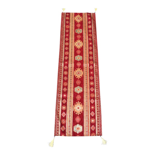 Red Turkish Kilim Table Linen Chairish