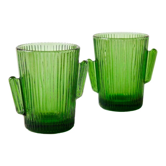 Glass Cactus Tumblers by Libbey - Set of 2 For Sale