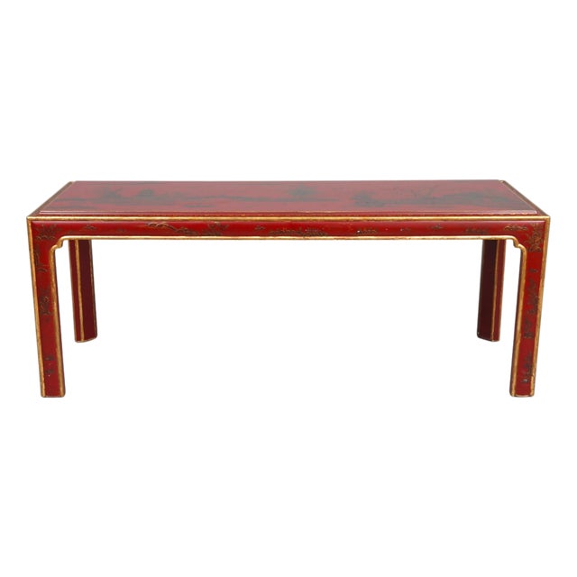 Red Chinoiserie Coffee Table For Sale