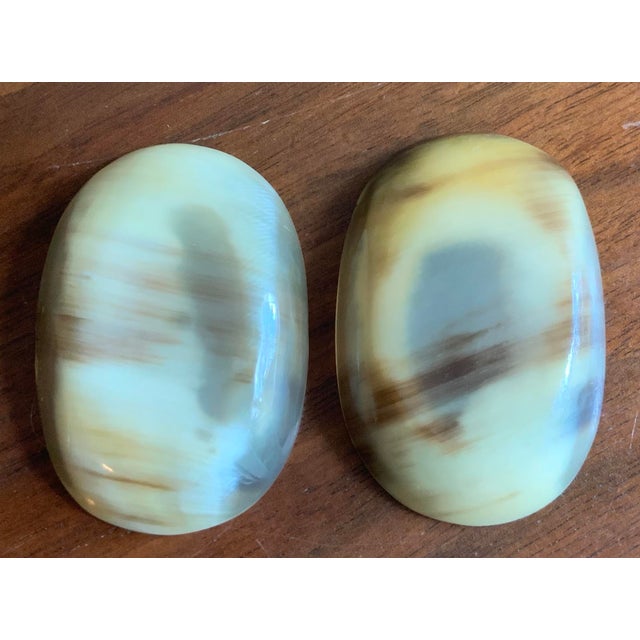 Bone Vintage Hand Carved Horn Caviar Serving Dishes - Set of 5 Pcs. For Coastal, Natural, British Colonial & Palm Beach Regency Entertaining. See Pics! For Sale - Image 7 of 9