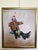 Charming and expressive oil painting on canvas depicting a playful clown seated on a swing, captured mid-motion with a...