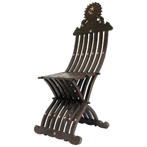 Middle Eastern 19th Century Inlaid Moorish Folding Chair