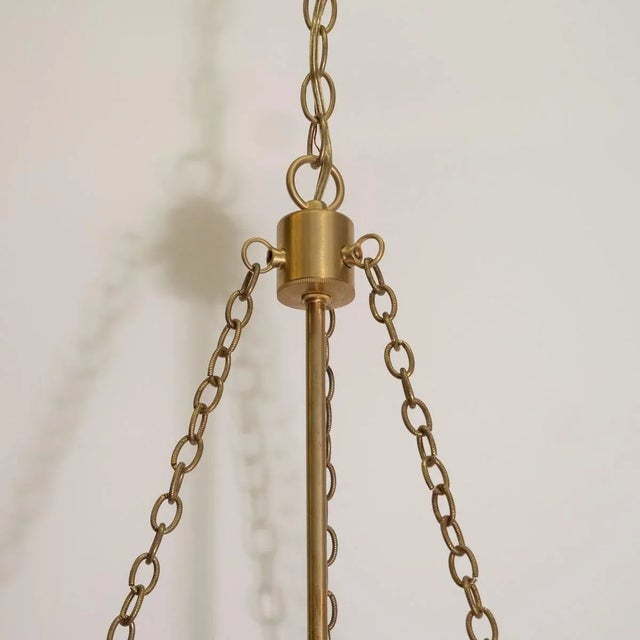 Metal "Fishbowl" Glass and Brass Pendant For Sale - Image 7 of 8
