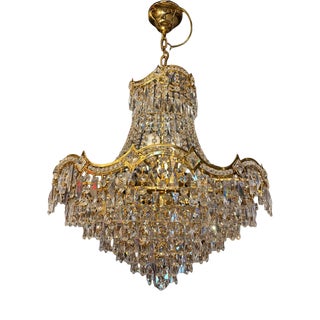 Large Hollywood Regency Crystal Chandelier, Italy, 1965-1975 For Sale