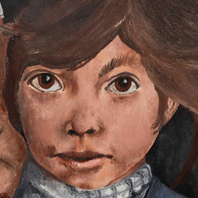 20th Century School, Child Holding Hands, Oil on Canvas, signed "S. Gulotta" lower right, unframed. 12" H x 16" W x 0.75"...