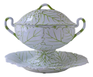 Porcelain Urn Centerpiece Leaf Design