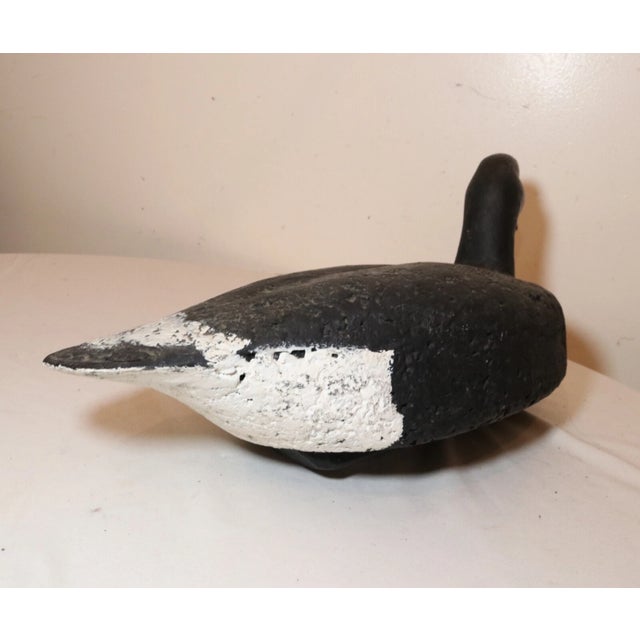 Antique Hand Carved Wood Folk Art Black Goose Duck Decoy Bird Sculpture SDG For Sale - Image 11 of 12