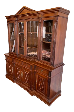 Neoclassical Rosewood Breakfront Display Cabinet