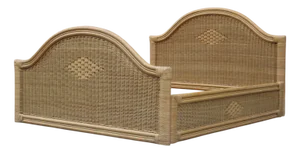 Vintage Italian Bamboo and Wicker Bed by Tommaso Barbi, 1970