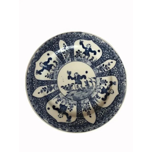 Mid 19th Century Antique Chinese Blue & White Hand Painted Plate, 1860s For Sale - Image 5 of 5
