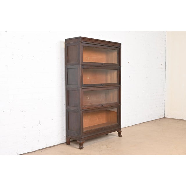 Macey Furniture Co. Antique Arts & Crafts Mahogany Four-Stack Barrister Bookcase by Macey, Circa 1920s For Sale - Image 4 of 12