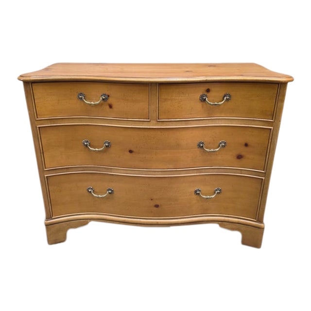 Vintage Baker Furniture Georgian Style Serpentine Pine Chest of Drawers For Sale