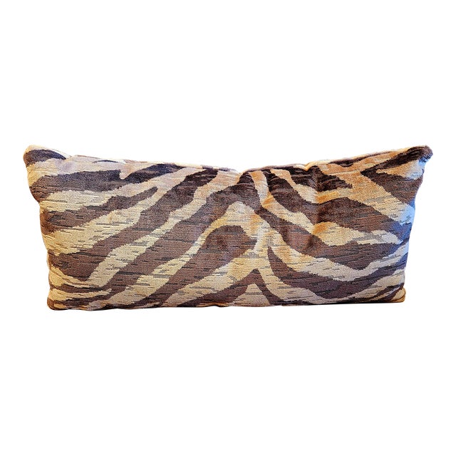Gerald Charles Tolomeo Scalamandre Tiger Velvet Olbong Throw Pillow For Sale
