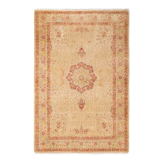 Mogul, One-of-a-Kind Hand-Knotted Area Rug - Yellow, 4' 2" x 6' 3" For Sale