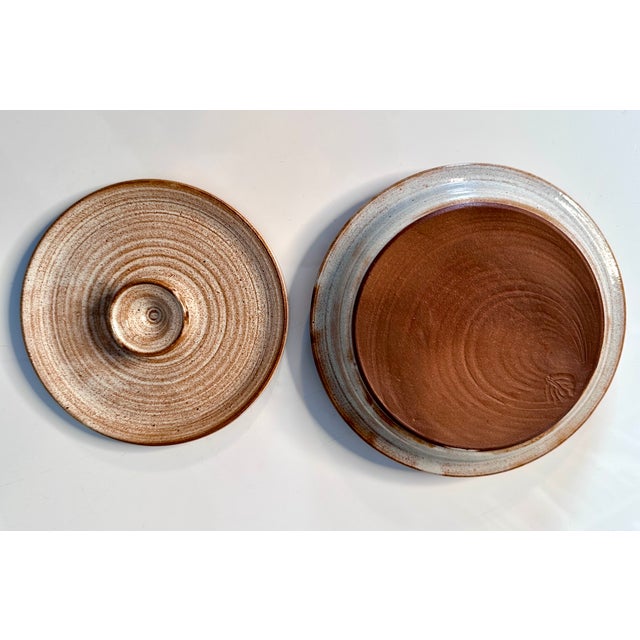 Brown Modernist Studio Ceramic Art Pot with Lid by Helma Klett, Germany, 1960s For Sale - Image 8 of 10