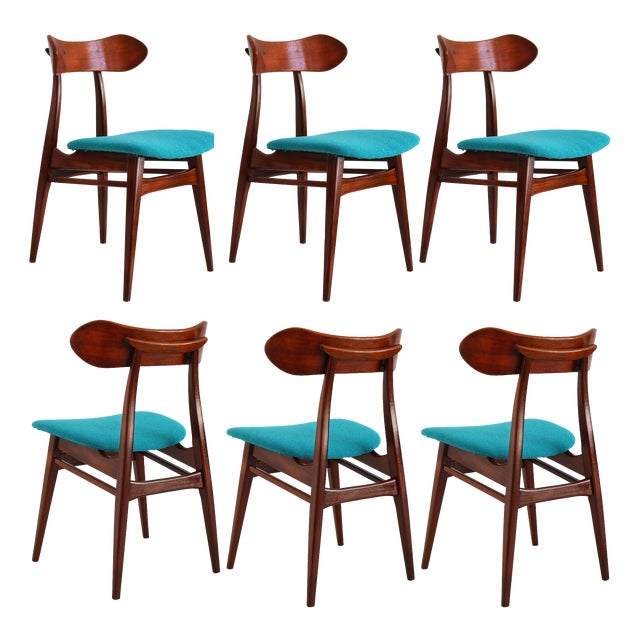 Vintage Dining Chairs by Louis Van Teeffelen, 1950, Set of 6 For Sale