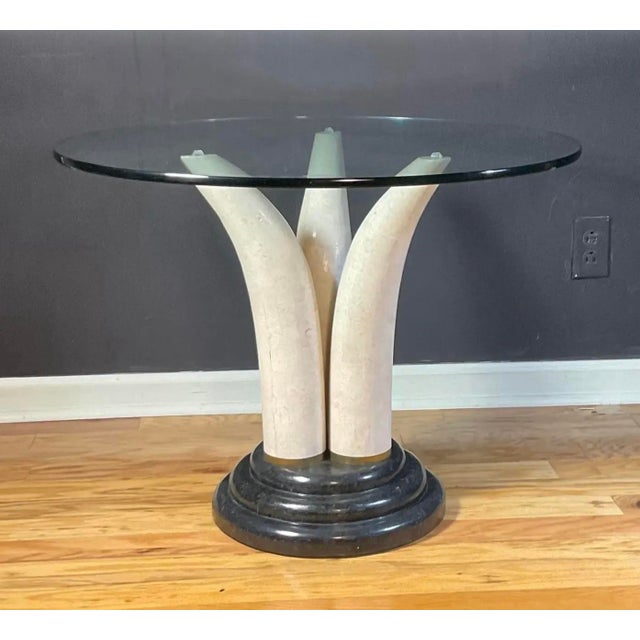 Maitland - Smith Post Modern Tusk-Motif Pedestal Accent/Side Table by Maitland Smith, Circa 1970s-80s For Sale - Image 4 of 12
