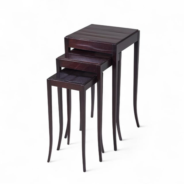 Contemporary Barbara Barry for Baker Mahogany Nesting Tables - Set of 3 For Sale - Image 3 of 10