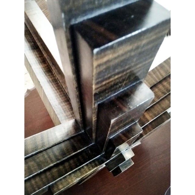 Wood Vintage Art Deco Skyscraper Shaped Lamp in Wood and Opal Glass, 1920s For Sale - Image 7 of 18