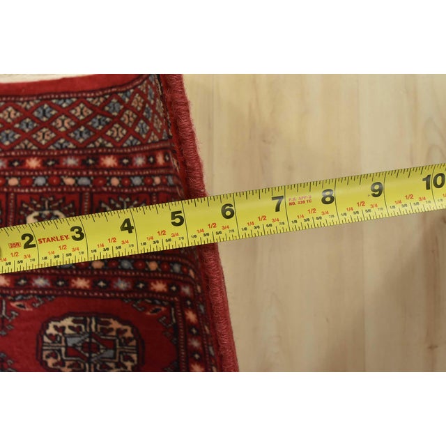 Bokhara Rug 4’2” X 6’1” Red Wool Tribal Hand-Knotted Oriental Carpet For Sale - Image 9 of 11