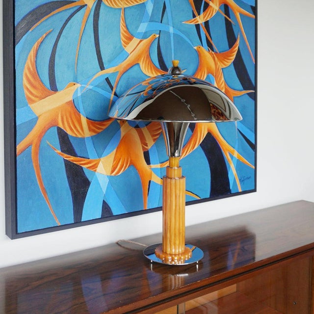 Art Deco Style Bakelite and Chrome Dome Lamp For Sale - Image 3 of 7