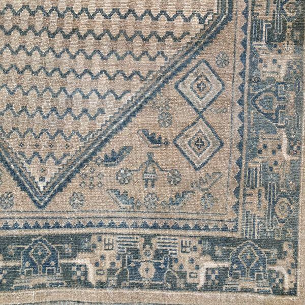 Antique Persian Rug | Light Beige & Soft Blue Geometric Design | 4'x7' For Sale - Image 4 of 6