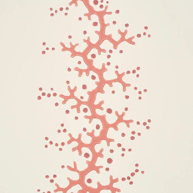 Contemporary Schumacher Coral Stripe Wallpaper In Coral For Sale - Image 3 of 6