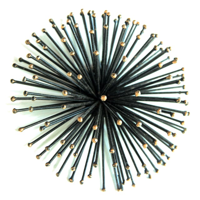 Vintage 1950's Black & Gold Metal Wall Urchins / Pom Poms Set of 3