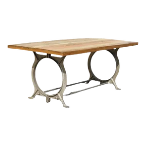 Industrial Style Cast Iron and Reclaimed Wood Farmhouse Rustic Dining Table