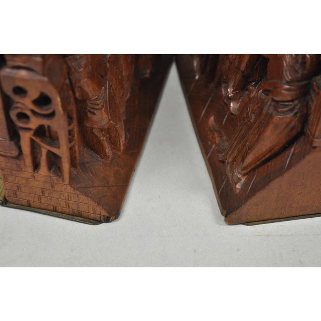Vintage Chinese Hand Carved Hard Wood Scholar Bookends by George Zee - A Pair For Sale - Image 17 of 18