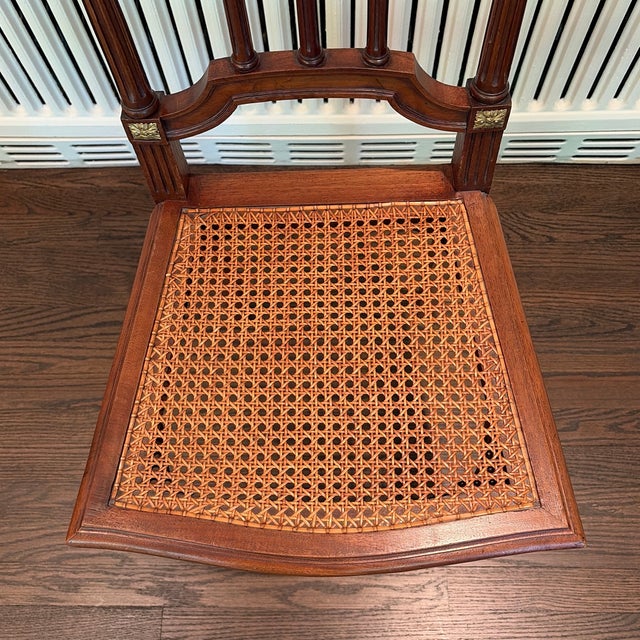 Chestnut Antique Petite Decorative Cane Chairs For Sale - Image 8 of 12