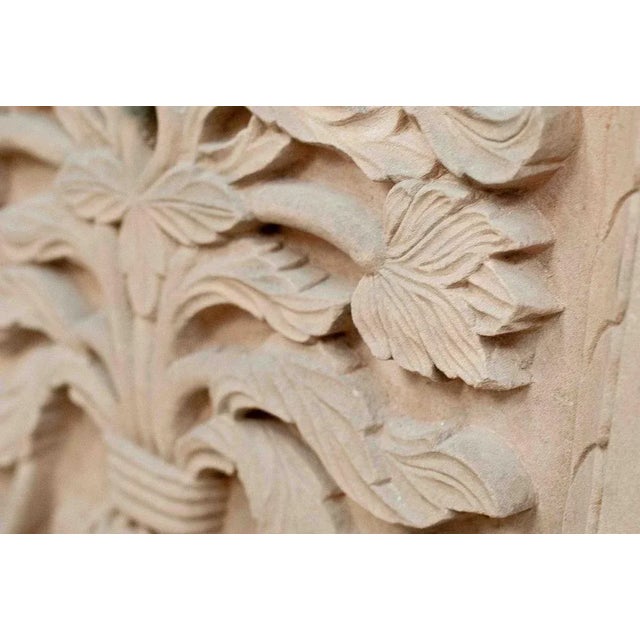 Indian Relief Depicting Vegetation in Pink Sandstone, 20th Century For Sale - Image 6 of 7
