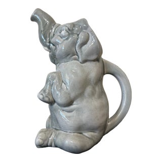 Sarreguemines French Majolica Elephant Pitcher – Model 4470 – c.1900 For Sale