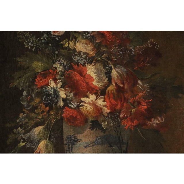Francesco Lavagna, Pair of Still Lifes of Flowers Blackboard, 1720, Oil on Canvas For Sale - Image 6 of 16